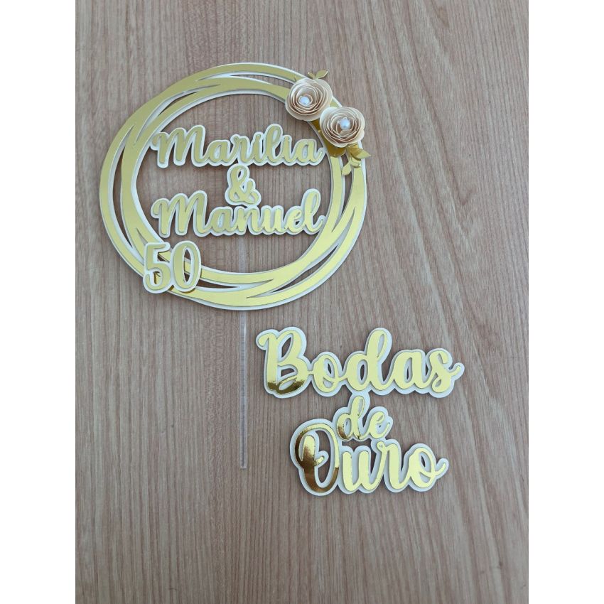 Topo de bolo - Bodas de ouro